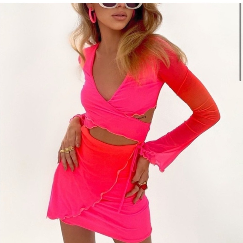 Tiger Mist Neon Pink & Hot Pink Mini Dress